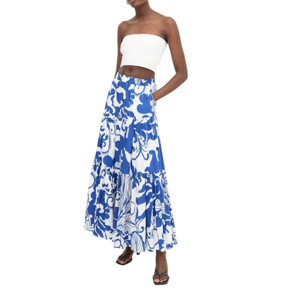 La DoubleJ Tiered Floral Maxi Skirt Size Small